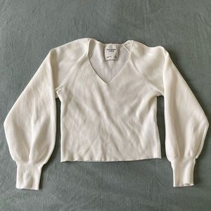Abercrombie white puff sleeve sweater